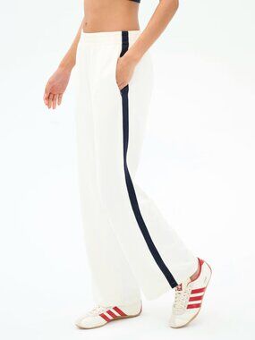 SPLITS59 Maxie Rigor Track Pant Wide Leg in White / Indigo Blue Small $178